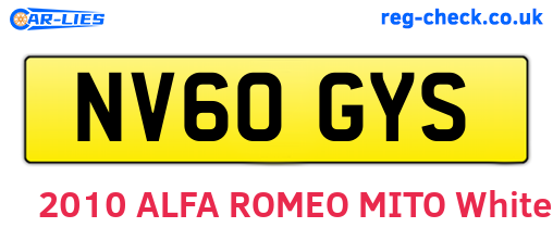 NV60GYS are the vehicle registration plates.
