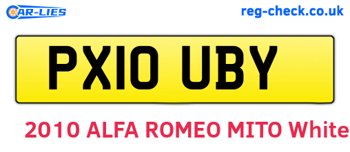 PX10UBY are the vehicle registration plates.