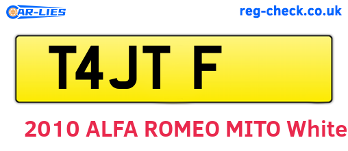 T4JTF are the vehicle registration plates.