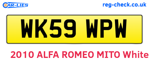 WK59WPW are the vehicle registration plates.