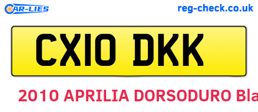CX10DKK are the vehicle registration plates.