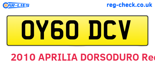 OY60DCV are the vehicle registration plates.