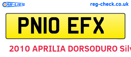 PN10EFX are the vehicle registration plates.