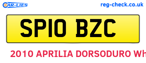 SP10BZC are the vehicle registration plates.