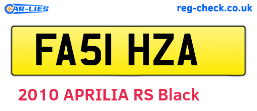 FA51HZA are the vehicle registration plates.