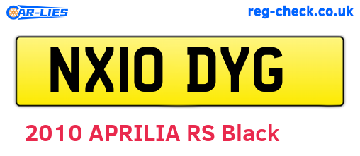 NX10DYG are the vehicle registration plates.