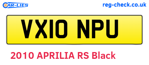 VX10NPU are the vehicle registration plates.