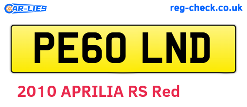 PE60LND are the vehicle registration plates.