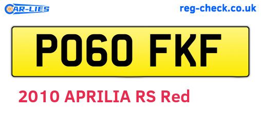 PO60FKF are the vehicle registration plates.
