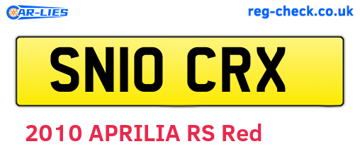 SN10CRX are the vehicle registration plates.