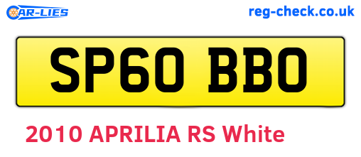 SP60BBO are the vehicle registration plates.