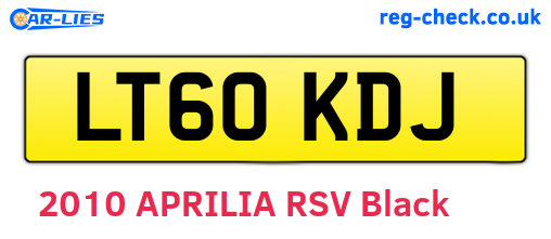 LT60KDJ are the vehicle registration plates.