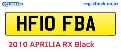 HF10FBA are the vehicle registration plates.