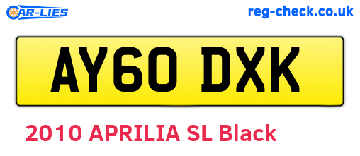 AY60DXK are the vehicle registration plates.