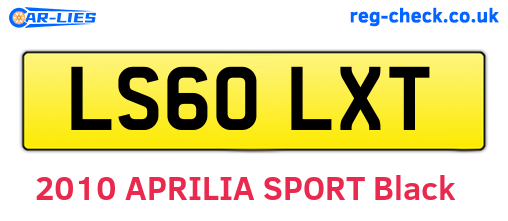 LS60LXT are the vehicle registration plates.