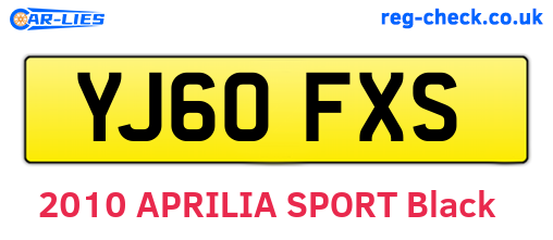YJ60FXS are the vehicle registration plates.