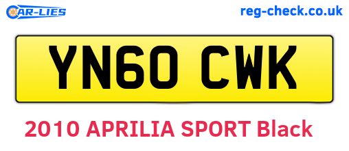 YN60CWK are the vehicle registration plates.