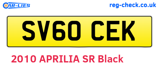 SV60CEK are the vehicle registration plates.