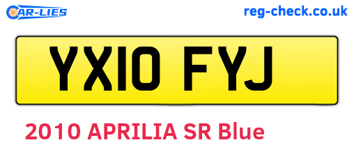 YX10FYJ are the vehicle registration plates.