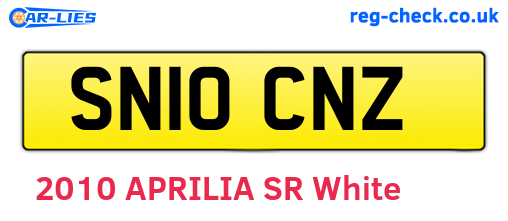 SN10CNZ are the vehicle registration plates.