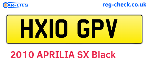 HX10GPV are the vehicle registration plates.
