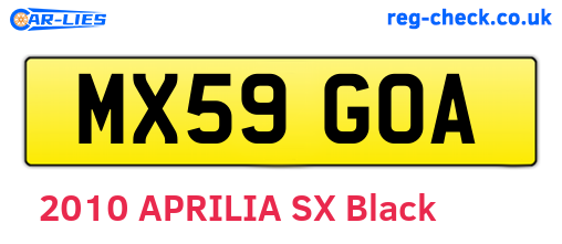 MX59GOA are the vehicle registration plates.