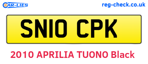 SN10CPK are the vehicle registration plates.