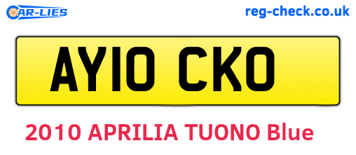 AY10CKO are the vehicle registration plates.