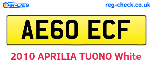 AE60ECF are the vehicle registration plates.