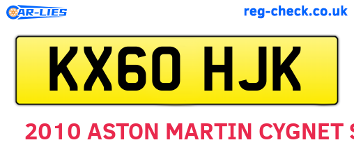 KX60HJK are the vehicle registration plates.