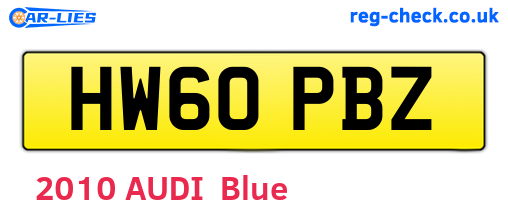 HW60PBZ are the vehicle registration plates.