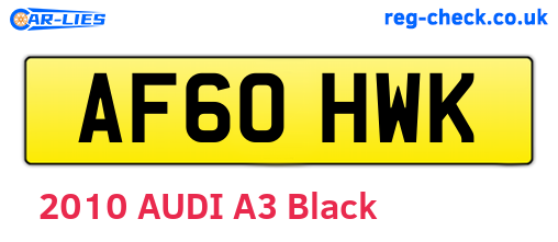 AF60HWK are the vehicle registration plates.