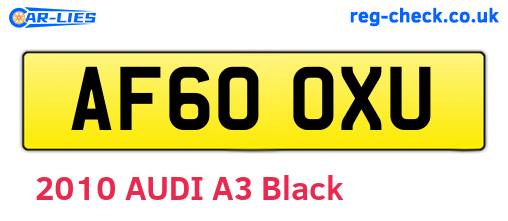 AF60OXU are the vehicle registration plates.