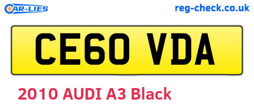 CE60VDA are the vehicle registration plates.