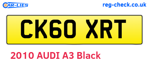 CK60XRT are the vehicle registration plates.