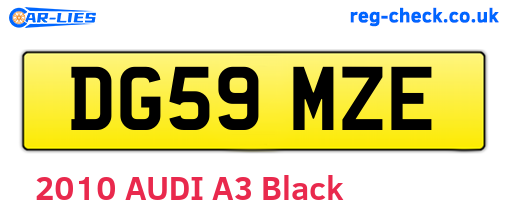 DG59MZE are the vehicle registration plates.