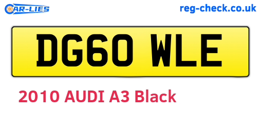 DG60WLE are the vehicle registration plates.