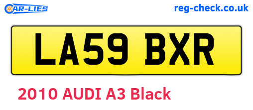 LA59BXR are the vehicle registration plates.