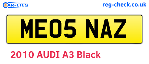 ME05NAZ are the vehicle registration plates.