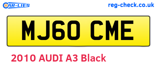 MJ60CME are the vehicle registration plates.