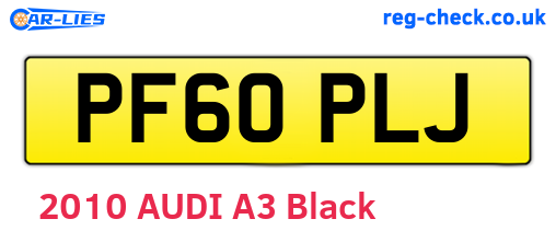 PF60PLJ are the vehicle registration plates.