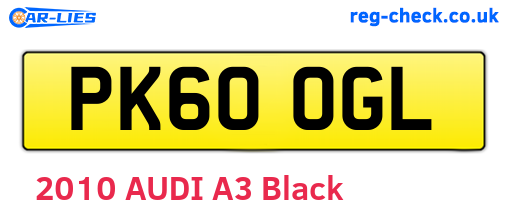 PK60OGL are the vehicle registration plates.
