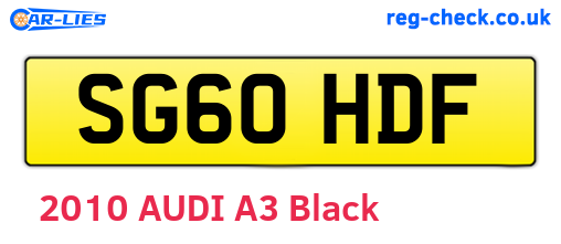 SG60HDF are the vehicle registration plates.