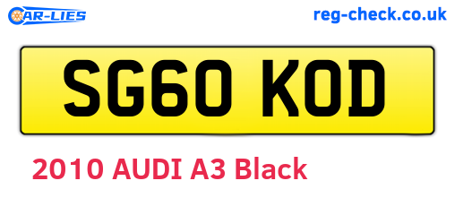 SG60KOD are the vehicle registration plates.