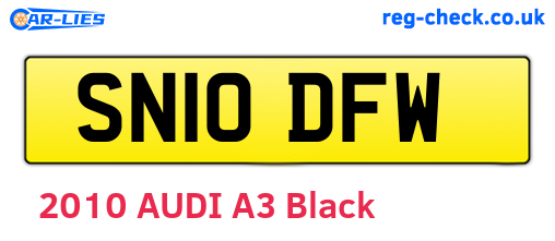 SN10DFW are the vehicle registration plates.
