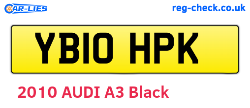 YB10HPK are the vehicle registration plates.