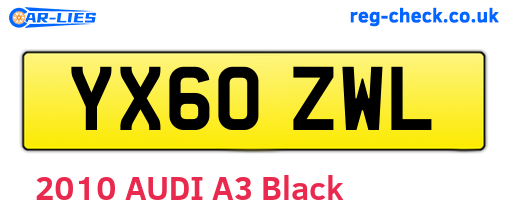 YX60ZWL are the vehicle registration plates.