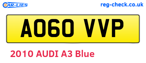 AO60VVP are the vehicle registration plates.
