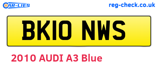 BK10NWS are the vehicle registration plates.