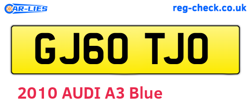 GJ60TJO are the vehicle registration plates.